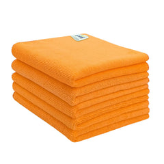 Softspun Microfiber Cleaning Cloths Towel 300 Gsm | Thick Lint & Streak-Free Multipurpose Cloths Automotive Microfibre Towels For Car, Bike Cleaning Polishing Washing Pack Of 5 (Orange)