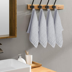 Boutiquo Ultra Soft 100% Cotton Washcloths 1800 Gsm | Contains Face Cloths Compact & Lightweight Multi Purpose Washcloths - Light Grey (12 Piece)