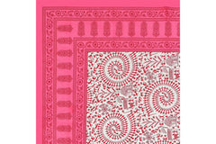 Printed Bedsheet For Double Bed With 2 Pillow Covers - 83 X 94 Inches, White & Pink | Ideal For Hotel, Guest House, Home | Traditional Jaipuri Bedsheets