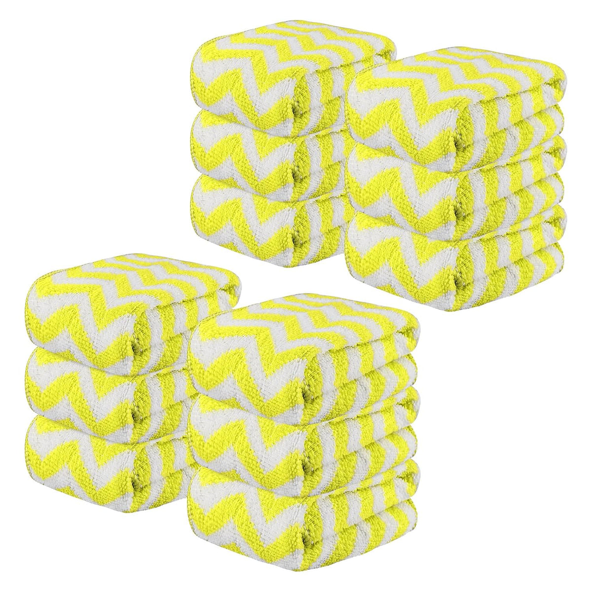 Kuber Industries Super Absorbent & Reusable Microfibre Face Towel 1300 Gsm (Plain Royal Yellow) - Pack Of 12