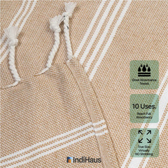 Indihaus Premium Extra Large Cotton Towel 330 Gsm | Soft, Absorbent & Comfortable Quick Dry Bath Towels Large Size (6Ft X 3Ft) (Serene Beige)