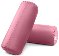 Microfiber Bolster Pillow For Bed & Sofa, Side, Diwan, Peach - 10 X 25 Inches | Round Side Pillow, Light, Soft & Fluffy For Neck & Back Support | Washable, Velvet Cover With Zip - 2 Piece