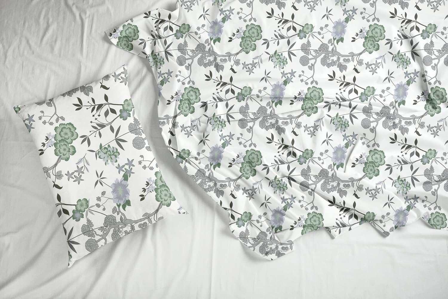 1 Single Bedsheet & 1 Pillow Cover - 54 X 84 Inches, Silver & White | Coordinated Look For Your Bedding | Durable & Easy To Maintain
