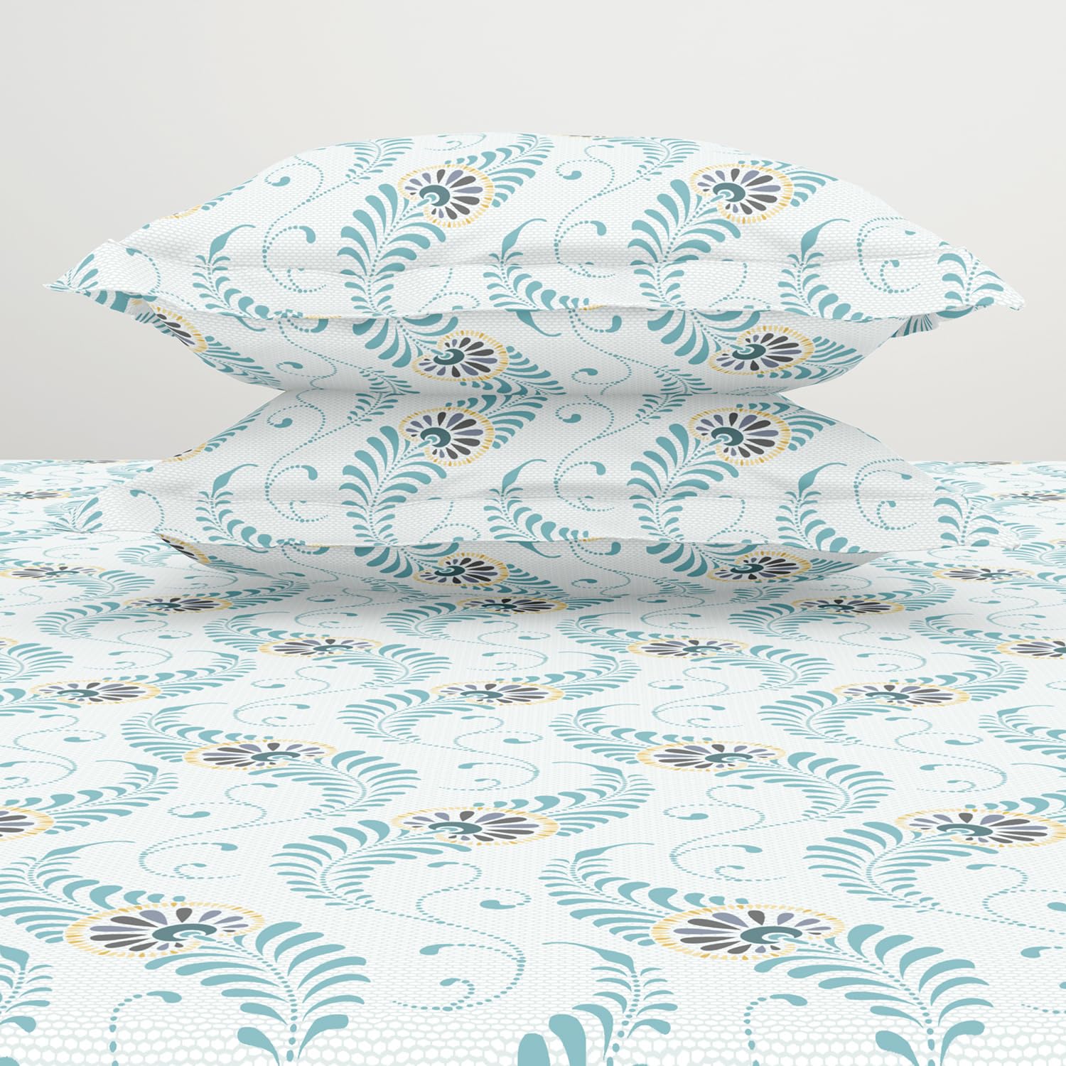 King Size 1 Double Bedsheet With 2 Pillow Covers - Size 108 X 108 Inches, Light Blue | Soft Feel Wrinkle Resistance | Durability & Comfort, Breathable