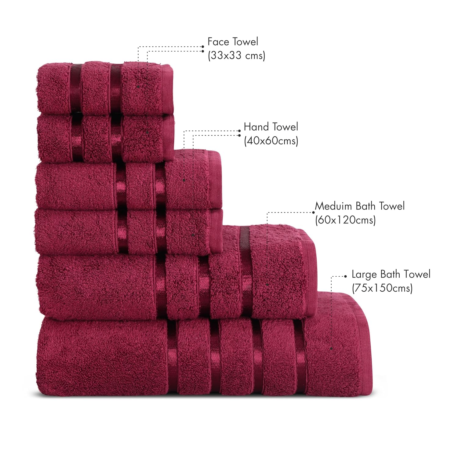 Spread Spain 100% Cotton Face Towel 600 Gsm | Roman Face Towel Super Absorbent Soft & Quick Dry Towels (Marsala New) -Set Of 2
