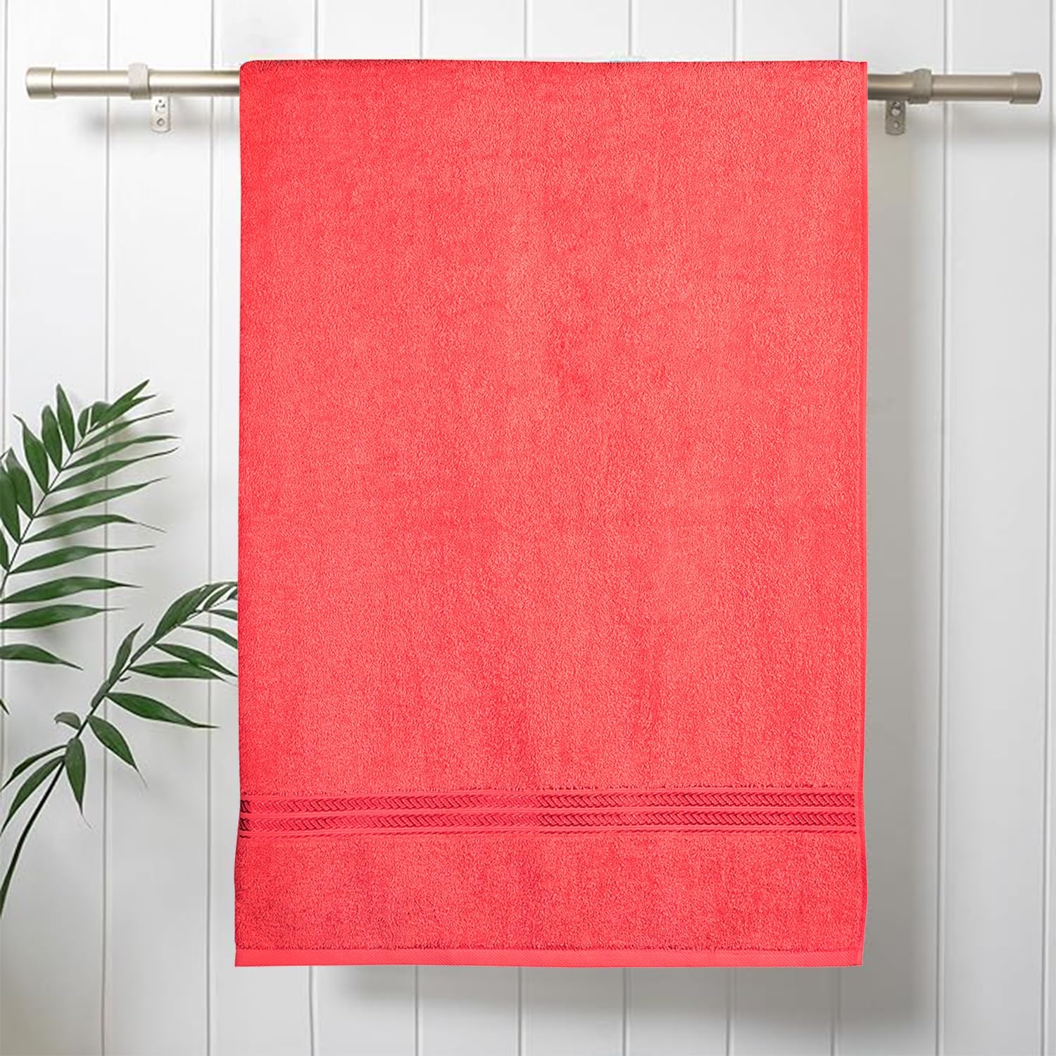 Comforic 100% Cotton Bath Towels 600 Gsm | Large Size Bath Towel For Men & Women Quick Dry, Super Soft & Absorbent Gym Towel, Travel Towel (Navy Blue & Watermelon)- Pack Of 2