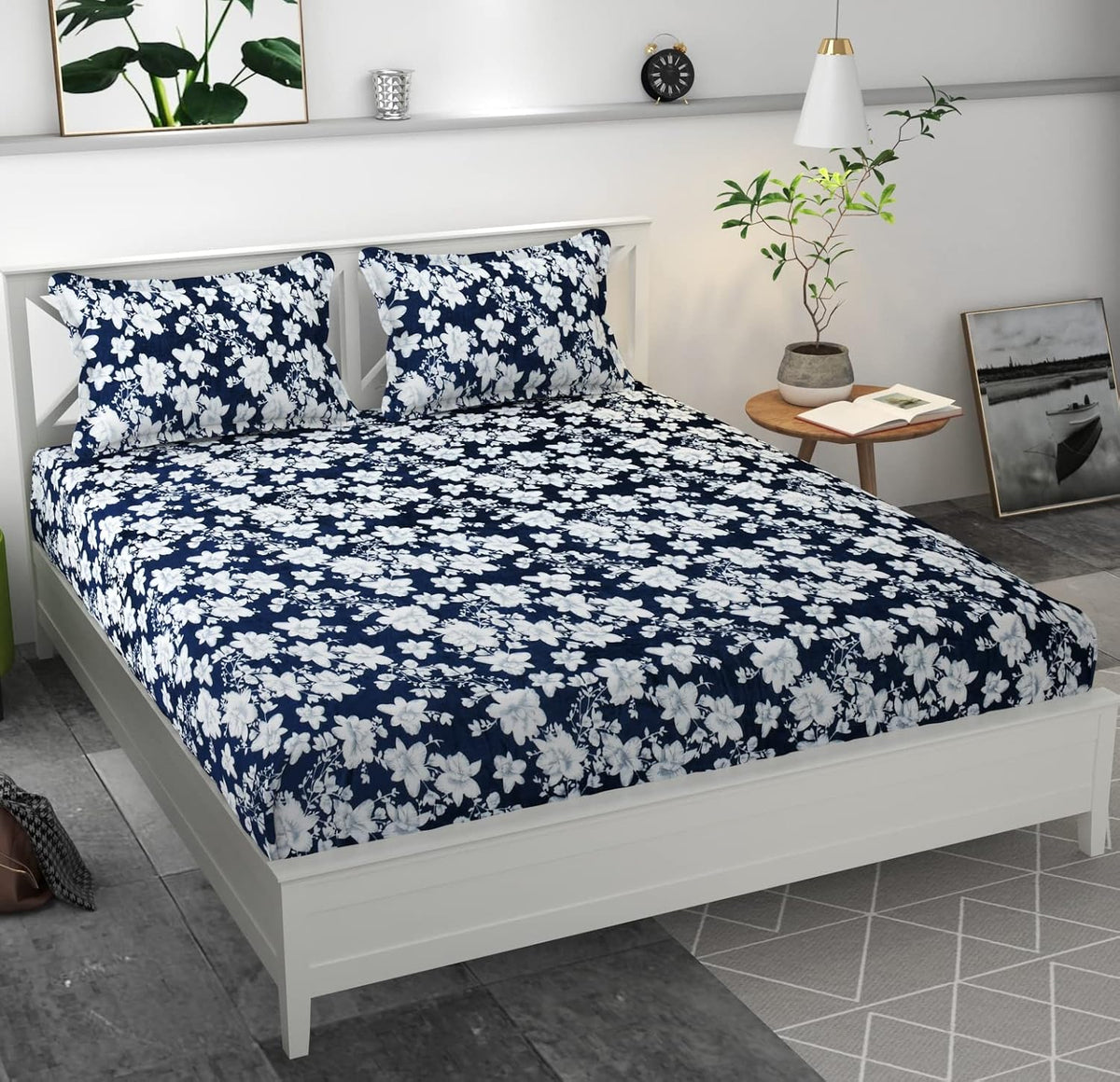 Winter Warm Double Bedsheet For King Size With 2 Pillow Covers | Size 72x78x9 Inches, Navy Blue - Warm Bedsheet For Winter | Ideal Gift For Friends, Family & Relatives