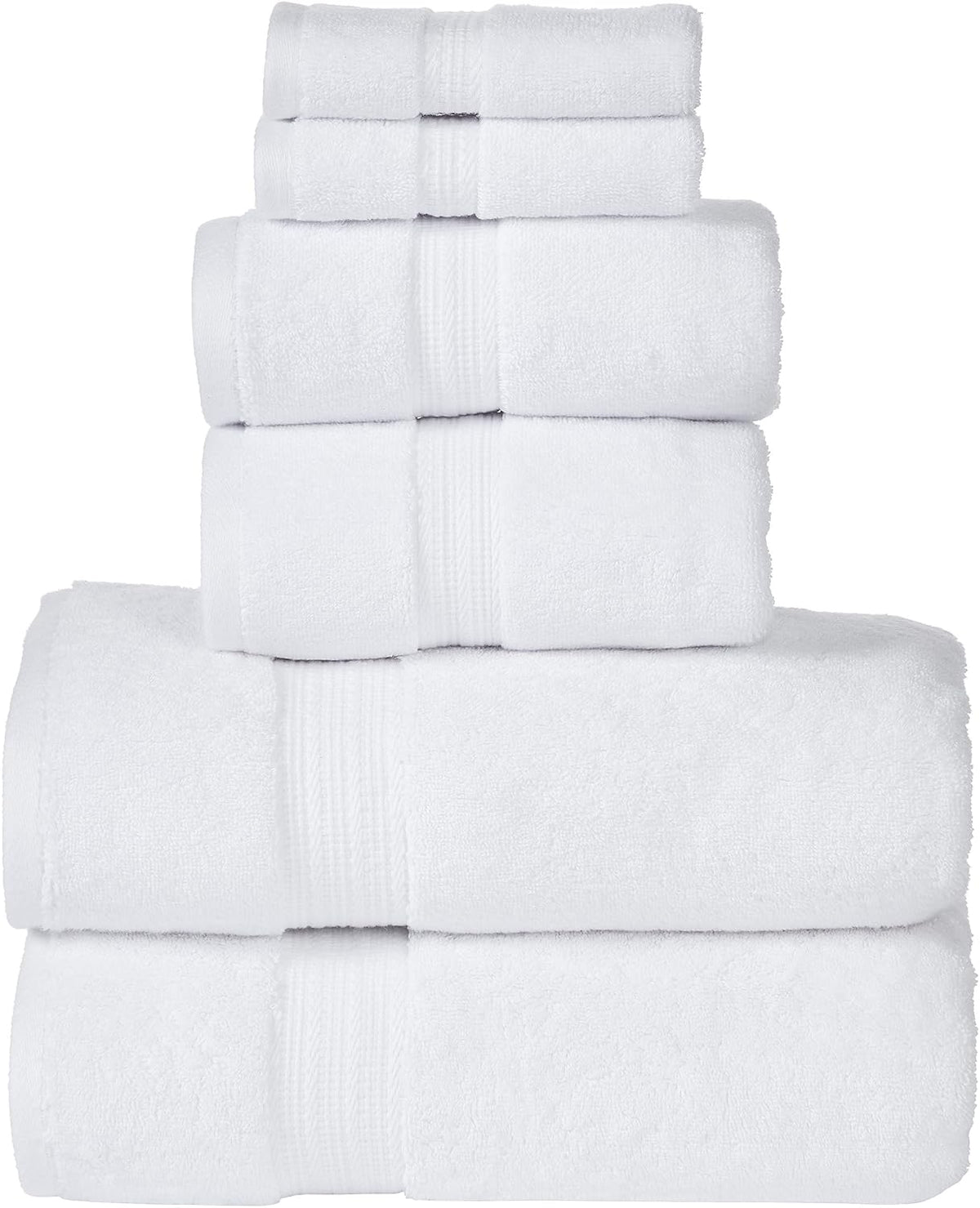 Senses By Riba 2 Bath + 2 Hand & 2 Wash Cloth Towel 1800 Gsm | All Cotton Premium Hotel & Spa Quality, Highly Absorbent Towel (White) - 6 Piece