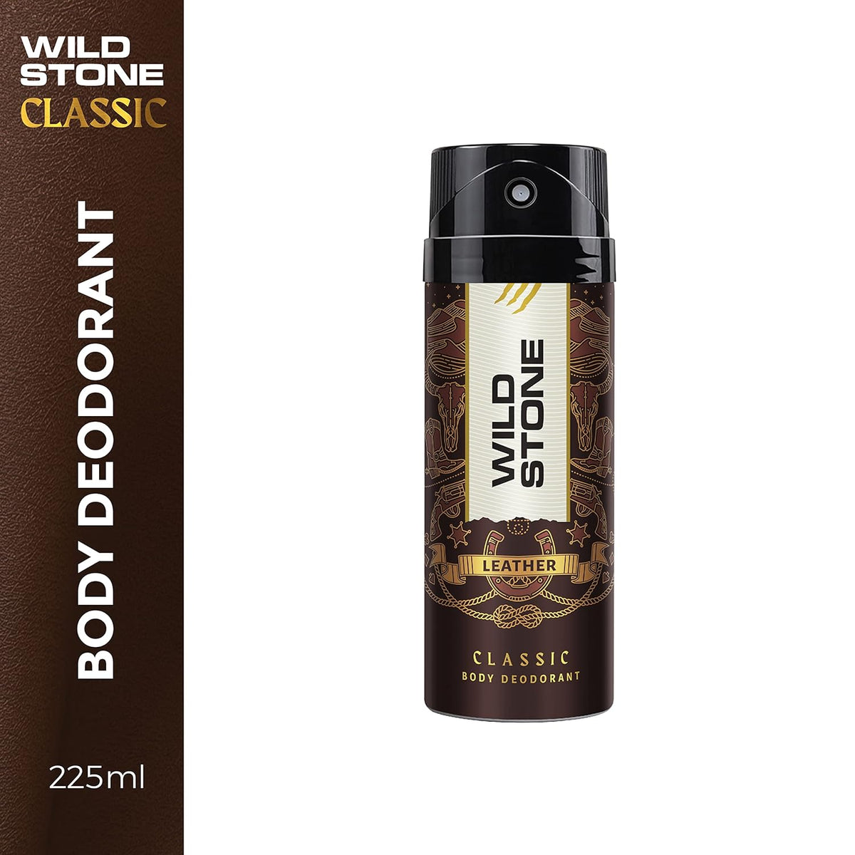 Wild Stone Classic Leather Masculine Deodorant Body Spray For Men 225ml 7.6 Fl.oz. | Long Lasting Fragrance