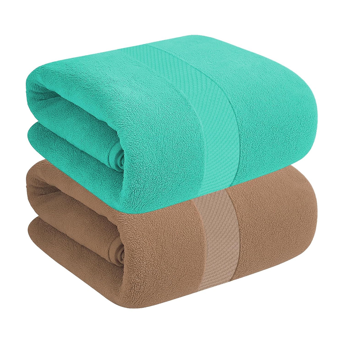 House Of Terry 100% Cotton Bath Towel 900 Gsm | Quick Dry, Soft & Absorbent, Fade-Resistant, Skin-Friendly For Men & Women Towel (Brick & Turquish) - Pack Of 2