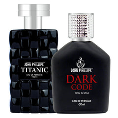 John Phillips Dark Code 100ml 3.4 Fl.oz. & Titanic Eau De Perfumes 60ml 2 Fl.oz. | Combo Of 2 | For Unisex