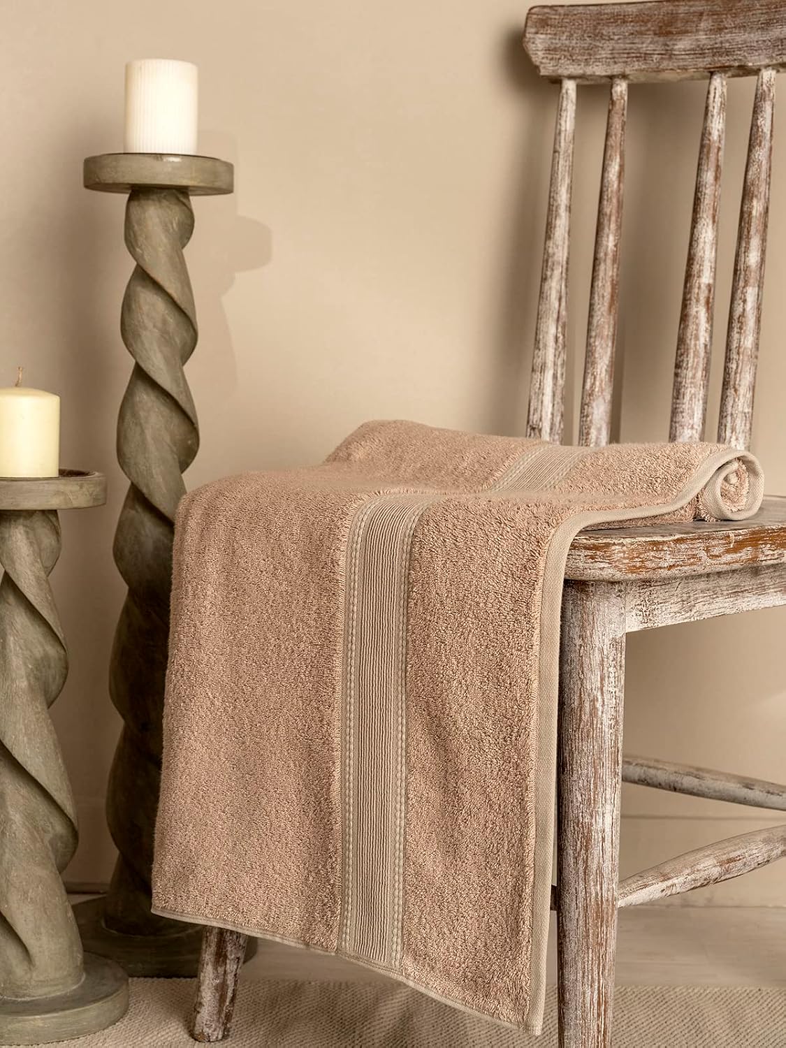 Ddecor Live Beautiful Ecofriendly Solid Cotton Bamboo Bath Towel 650 Gsm (Beige)
