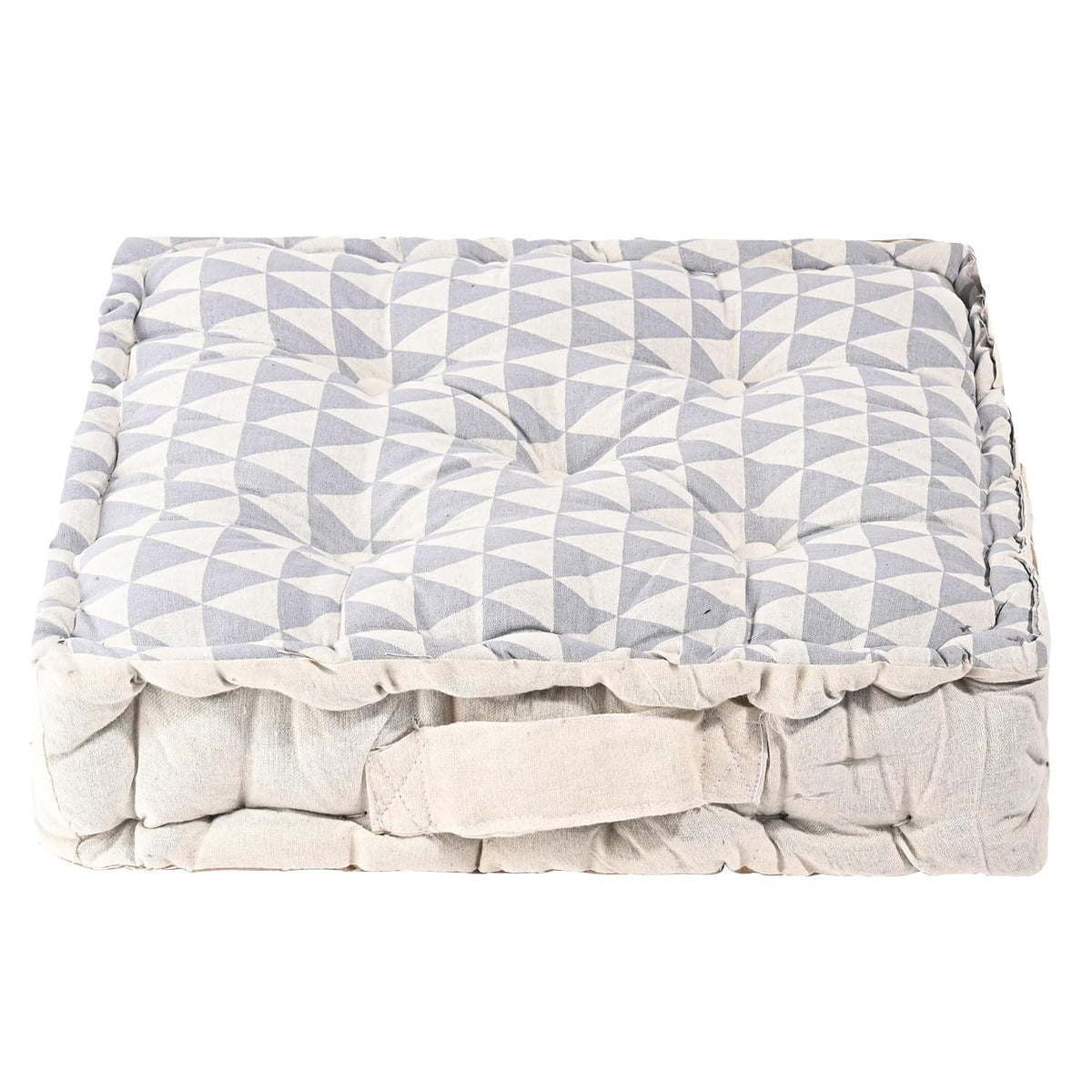 Soft & Comfortable Cotton Chair Cushion Pillow For Sitting, Triangular Print - Grey | Pillow For Office Work & Posture Support | Sitting Cushion & Back Rest For Chair | For Pain Relief