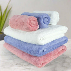 Heelium Bamboo Towel Set 3 Bath & 3 Hand Towel 1900 Gsm | Super Soft & Antibacterial Towel (Peach, White, Iris)