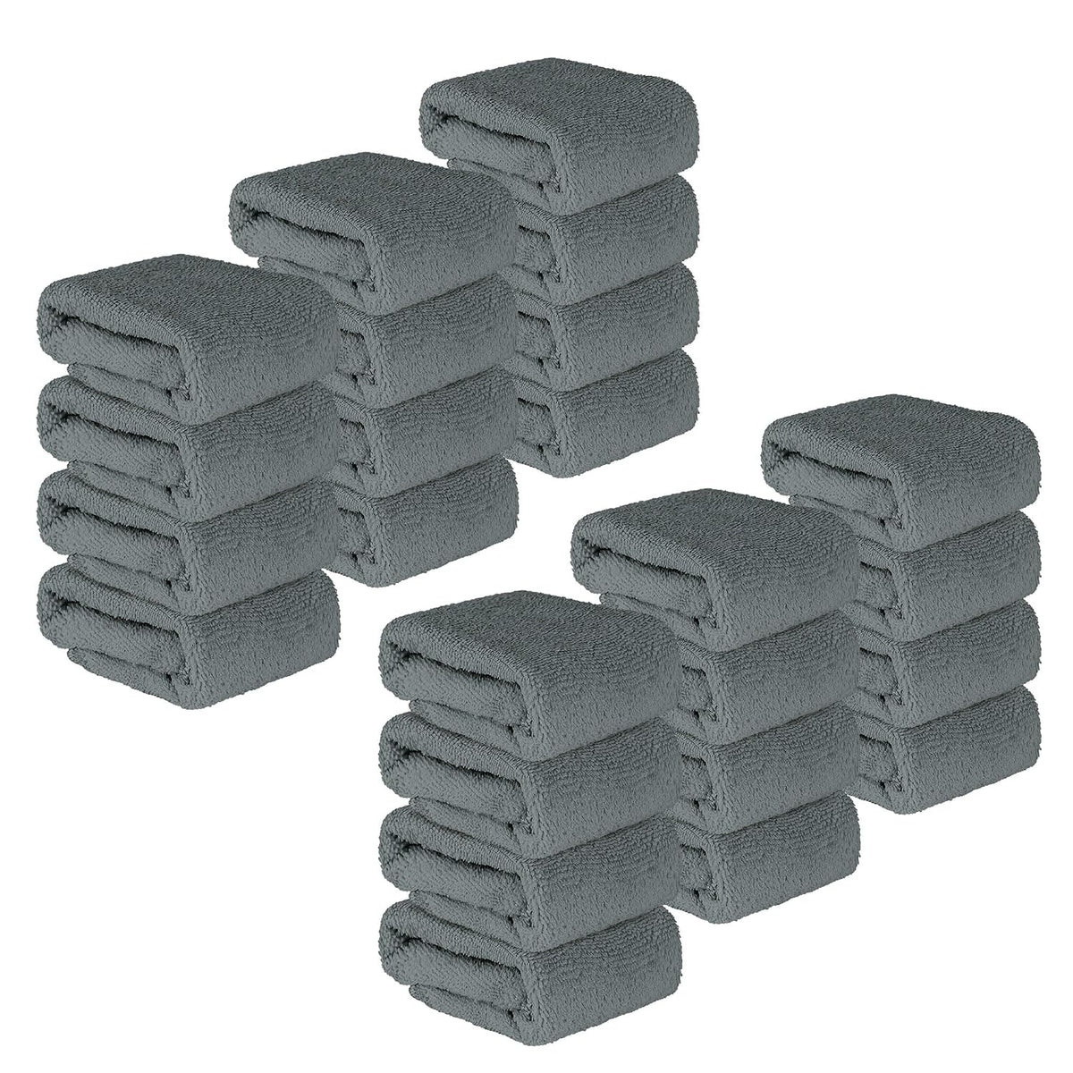 Kuber Industries Super Absorbent & Reusable Microfibre Face Towel 1800 Gsm (Plain Ash Grey) - Pack Of 24