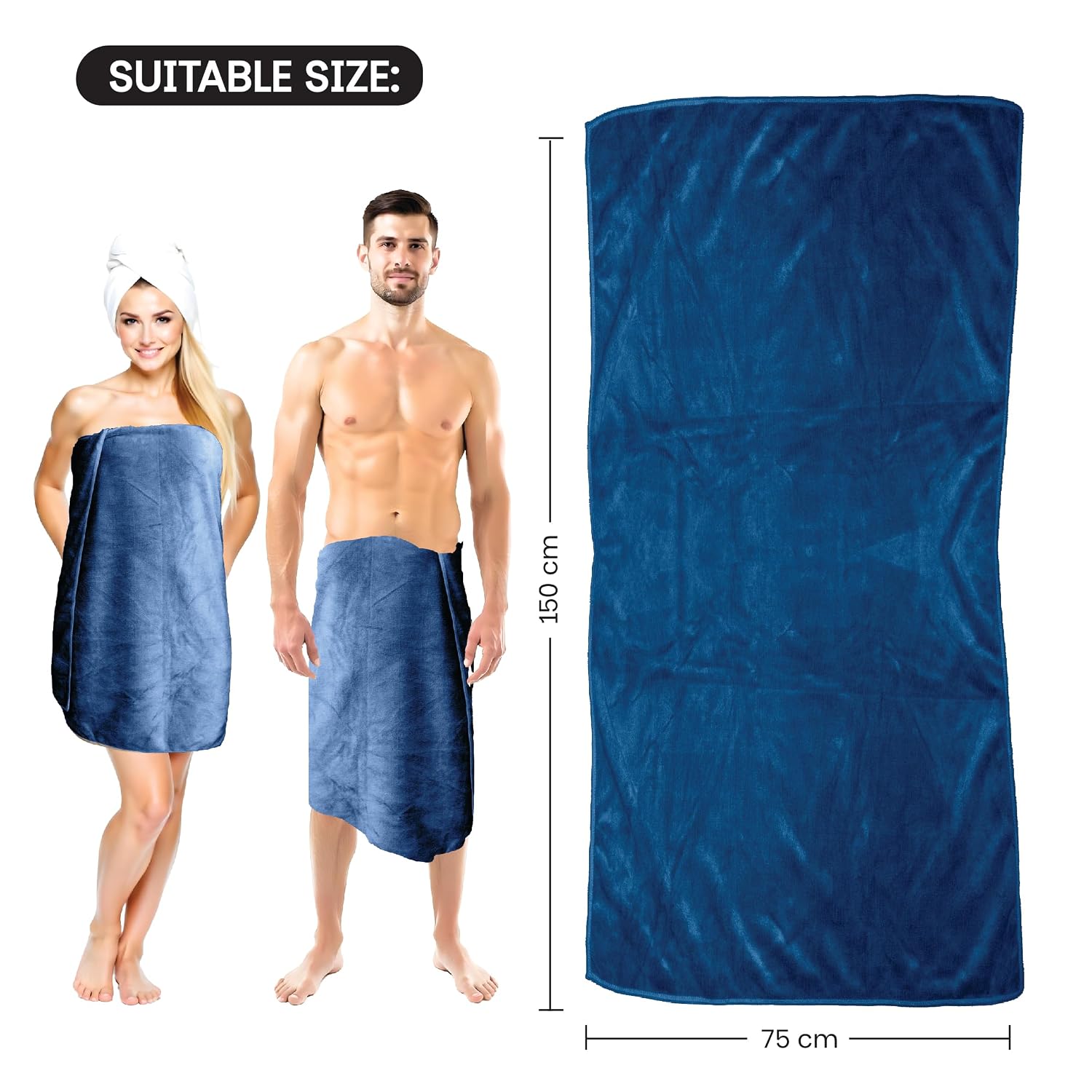 Housse Premium Microfiber Bath Towel 550 Gsm | Extra Large Quick Dry Towels For Women & Men | Super Soft Plush | Ultra Absorbent For Home Swimming Sports & Travel (Ink Blue)
