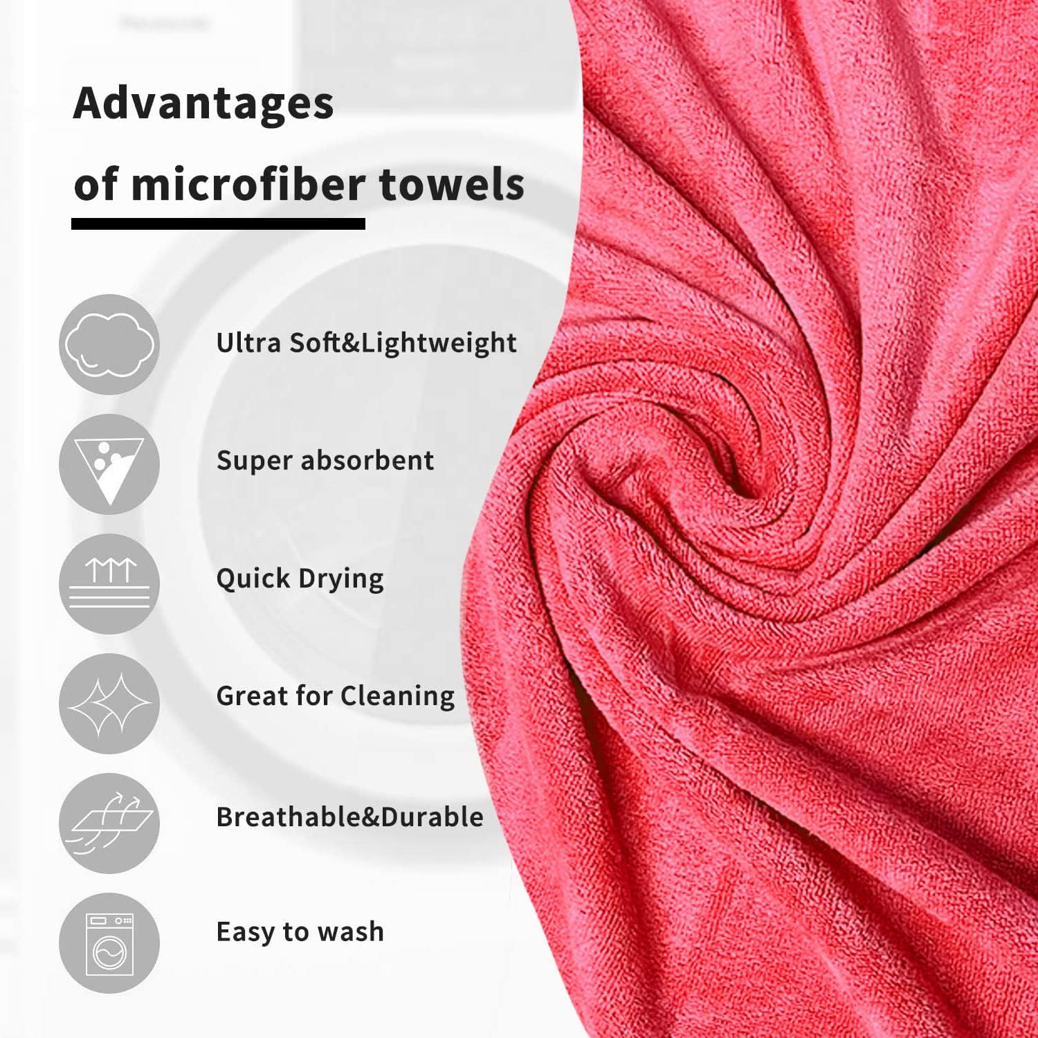 Midastra Weft Microfiber Bath Towel 500 Gsm | Extra Soft, Lint-Free, Quick-Dry & Highly Absorbent Towel (Red)