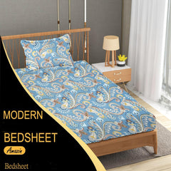 Single Bedsheet With 1 Pillow Covers - 60 X 90 Inches, Grey | Soft Wrinkle Free Breathable Easy Care | Color Fade Resistant Bedsheet