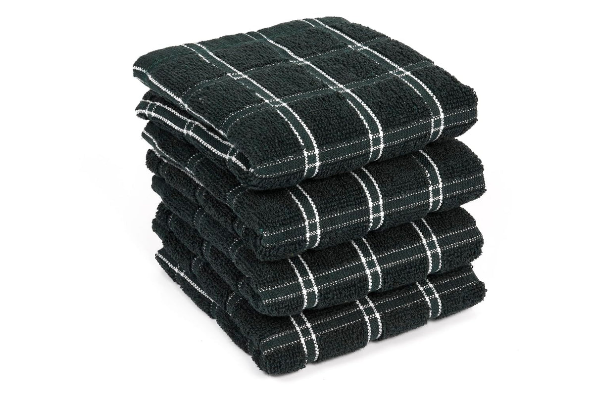 Texstyle 100% Cotton Kitchen Multipurpose Towel 600gsm | Kitchen Cleaning & Quick Drying Of Plates & Glasses, High Absorbency Towel - Pack Of 4 (Green)