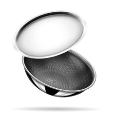 Artisan Hybrid Triply Non Stick Tasla With Lid, 2 Liters | Stainless Steel Kadai Or Tasla For Cooking - Triply Kadhai Or Tasla Metal Spatula Friendly, Induction & Gas Stove Compatible, 22 Cm