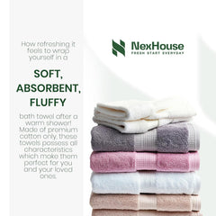 Nexhouse Soft Cotton Bath Towel 550 Gsm | Absorbent, Quick Dry, Lightweight Fabric For Daily Comfort (Light Blue)
