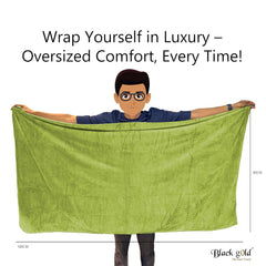 Black Gold The Finer Touch Oversized Microfiber Bath Towel 2600 Gsm | Soft Quick-Dry Microfiber Towel For Men & Women (Green)- Pack Of 4