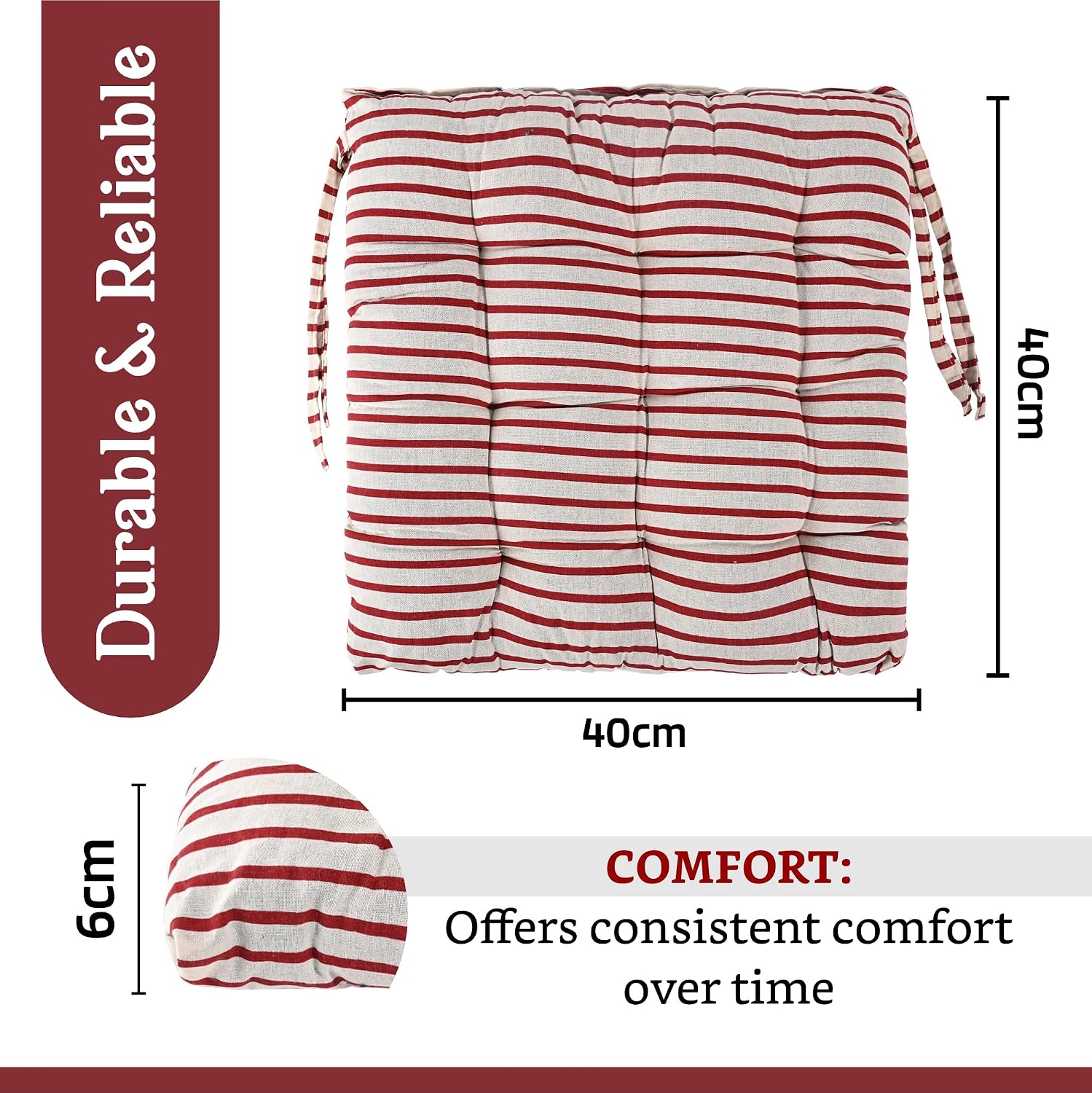Soft Cotton Chair Cushions Pillow For Sitting, Pillow For Office Work Support, Printed - Maroon & Black | Back Rest Pillow, Furniture Cushion, Pain Relief, Comfortable Pillow - Pack Of 2