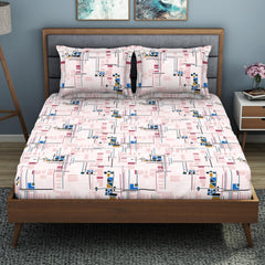 King Size 1 Double Bedsheet With 2 Pillow Covers - Size 108 X 108 Inches, Multicolor | Soft Feel Wrinkle Resistance | Durability & Comfort, Breathable