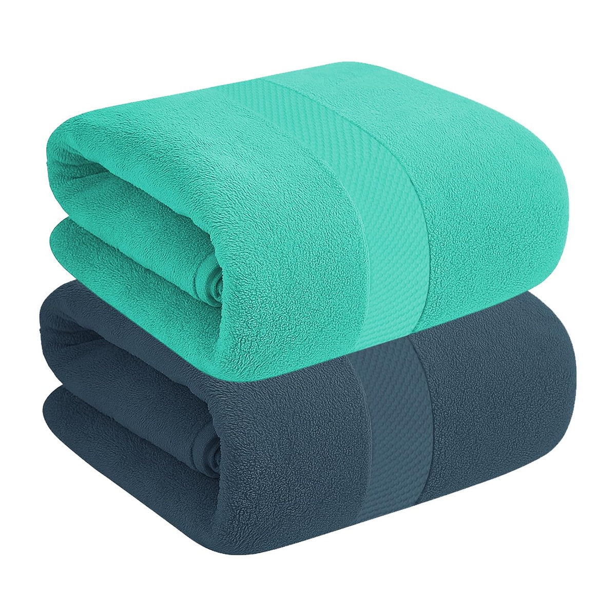 House Of Terry 100% Cotton Bath Towel 900 Gsm | Quick Dry, Soft & Absorbent, Fade-Resistant, Skin-Friendly For Men & Women Towel (Turquish & Oslo Blue) - Pack Of 2