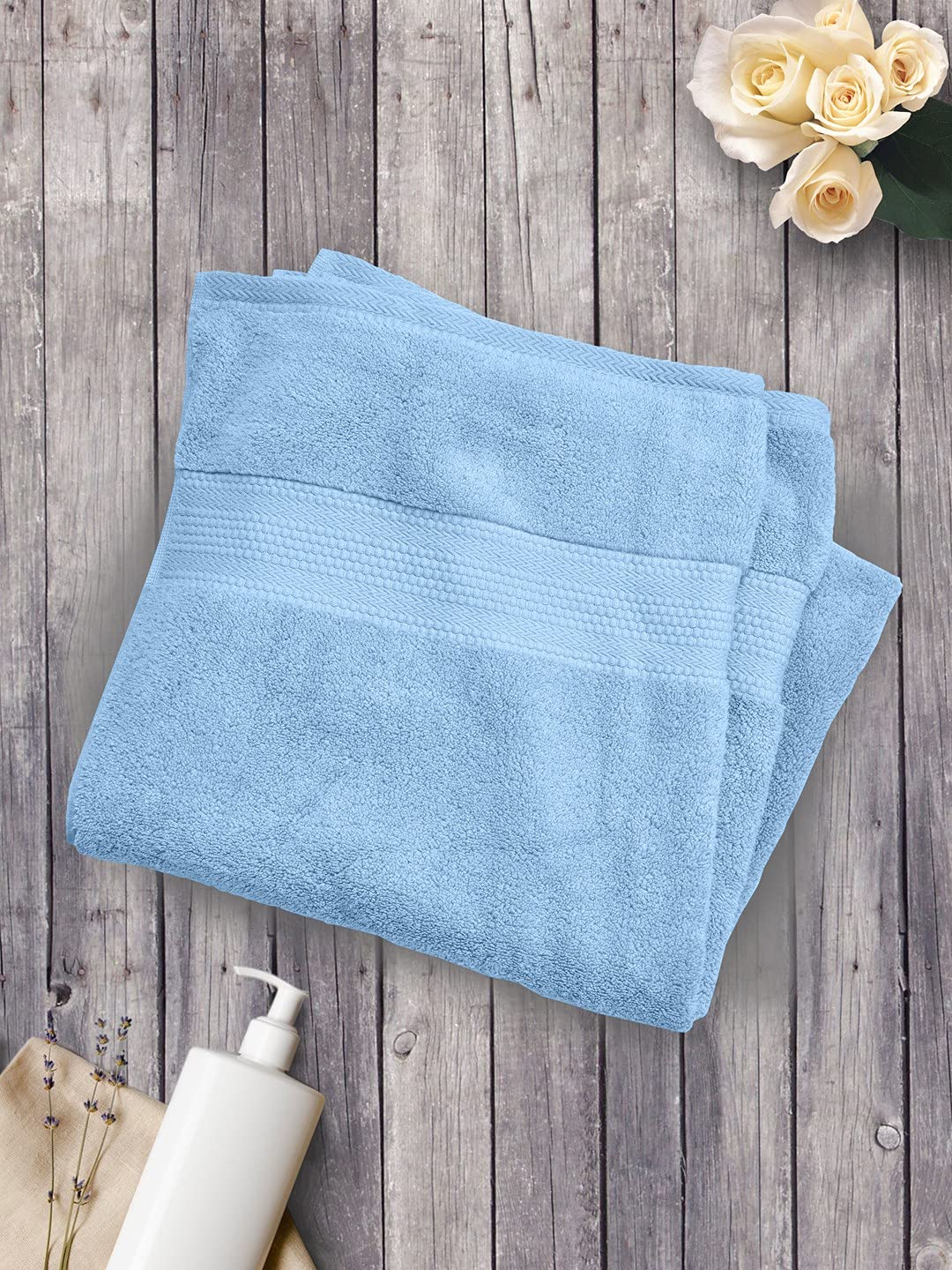 Bombay Dyeing Super Ultrx Zero Twist Plain Dyed Cotton Bath Towel 650 Gsm (Blue)