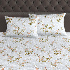 King Size Double Bedsheet With 2 Pillow Cover - 108 X 108 Inches, Grey & Peach | Skin Friendly Fabric For Everyday Comfort - Perfect Gifting For Wedding Anniversary