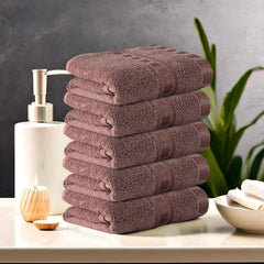 Kuber Industries Medium Size Cotton Hand/Face Towel 1000 Gsm (Brown) - Pack Of 5