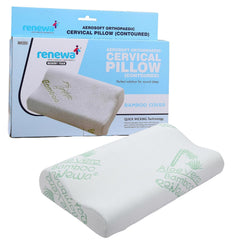 Cervical Pillow, Memory Foam Pillow With Bamboo Cover For Sleeping, White | Aerosoft Cushion With Washable Cover, Adjustable Pillow, Ideal Pillow For Back Side & Stomach Sleepers