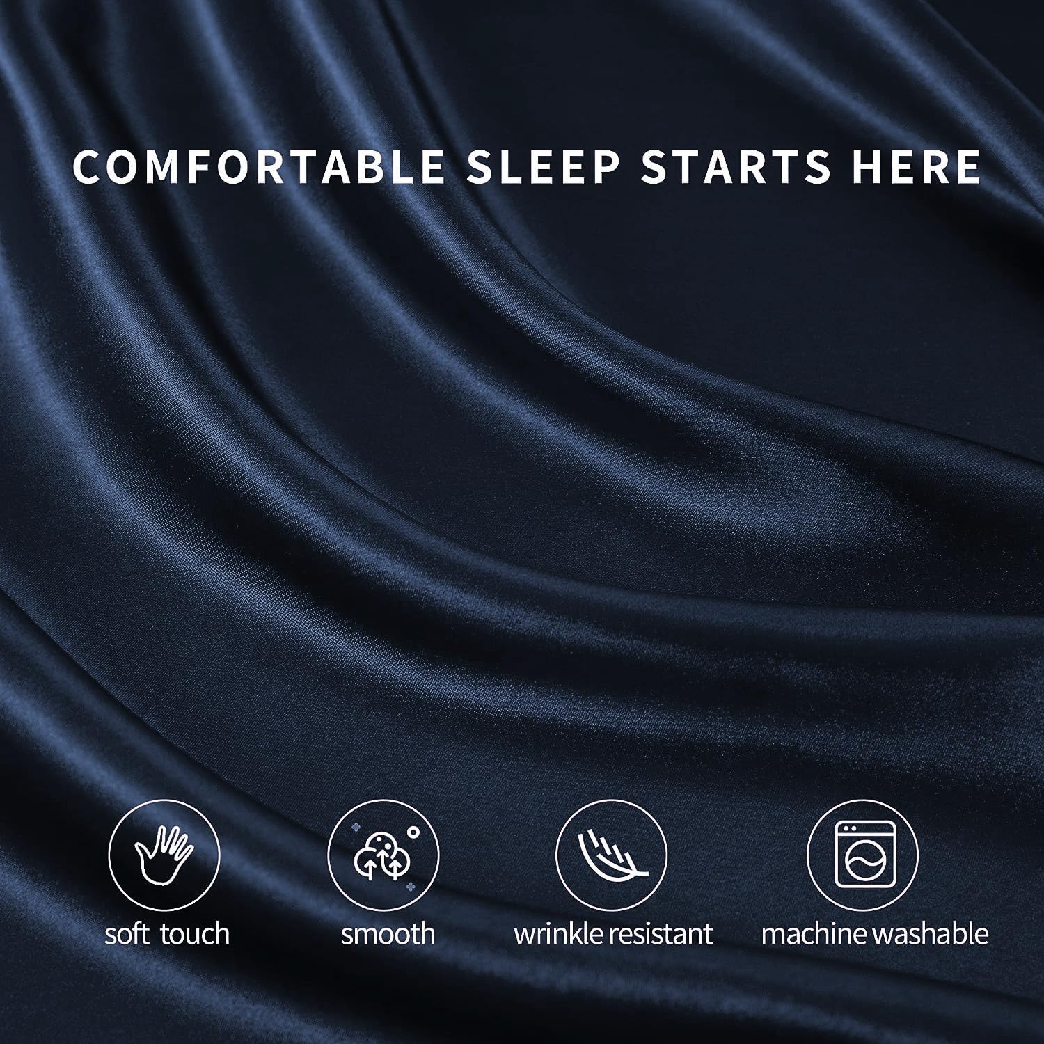 1 Double Bedsheet For Queen Size With 2 Pillow Covers - 90 X 100 Inches, Navy Blue | Perfect For Romantic Night, Excellent Gift For All Celebrations Bedsheet