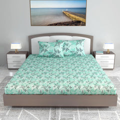 King Size Double Bedsheet With 2 Pillow Covers - 108 X 108 Inches, Aqua Mist | Ideal For Gifting Diwali, Dussehra - Soft & Smoothing Touch Bedsheet