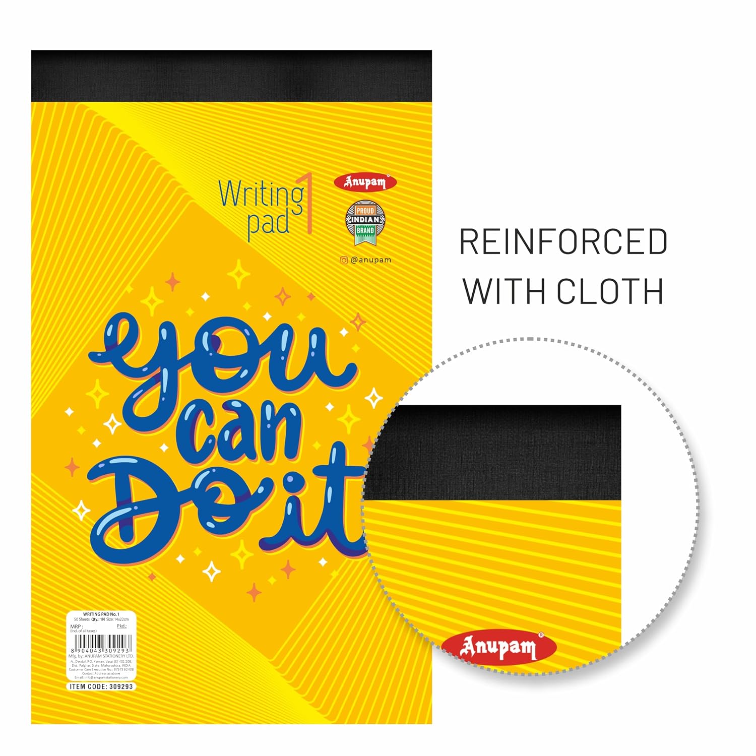 Writing Pad 14x22cm Lined Paper Wide Ruled 50 Sheets, Micro Perforated Notebook | Pack Of 5