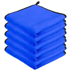 Kuber Industries Cleaning Towel 750 Gsm | Reusable Cleaning Cloths For Kitchen, Duster & Home Cleaning With Hanging Loop - Pack Of 5 (Blue)