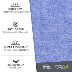 Heelium Bamboo Bath Towel | Lightweight & Quick Drying | Ultra Absorbent Towel 400 Gsm | Pack Of 2 - Iris