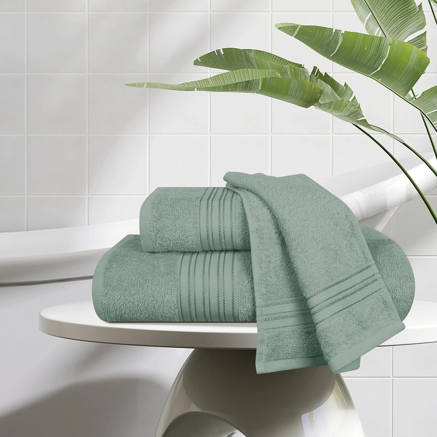 Boutiquo 100% Cotton Bath, Hand & Face Towel 900 Gsm | Eco-Friendly Towels For Men & Women, Ultra Soft & Highly Absorbent - Jade (Pack Of 3)