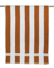 Kuber Industries Lining Design Soft Cotton Bath Towel 1200 Gsm - Brown & White (Pack Of 3)