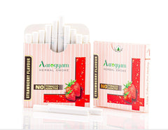 Aarogyam Herbals 100% Tobacco & Nicotine Free Flavoured Cigarette - 10 Sticks In Each Packet Strawberry Flavour 2 Packets