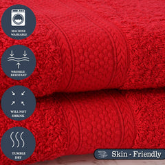 Fresh From Loom Luxury Edition Egyptian 100% Pure Cotton Bath Towel 1200 Gsm | High Water Heavy Soft Dual Stitched Bath Towel (Spanish Red) - 2 Pcs