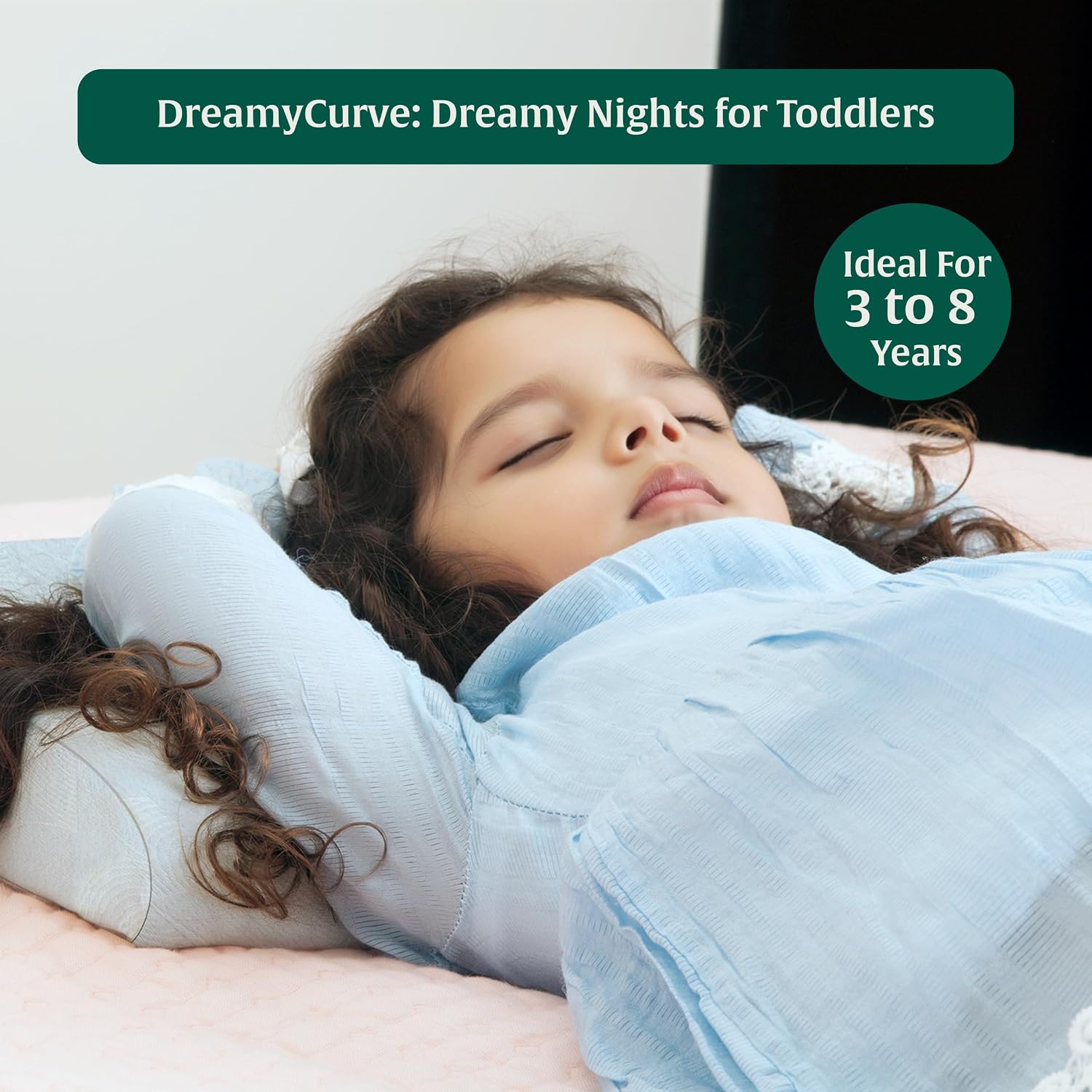 Bed Pillow For Kids, Baby Pillow For 3 Years To 8 Years, Small Pillow, Sky Blue | Memory Foam Soft Kids Pillow For Sleeping | Kids Pillow For Girls & Boys - Toddler Pillow, Washable Cover