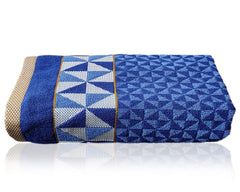 Kuber Industries Multiuses Tringle Printed Soft Cotton Bath Towel 450 Gsm (Blue)