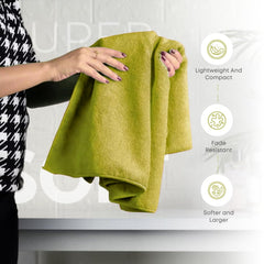 Black Gold The Finer Touch Premium Microfiber Bath Towel 900 Gsm | Ultra Soft & Absorbent Quick Dry Towel Lightweight Microfiber Bath Towel (Green) - Pack Of 2