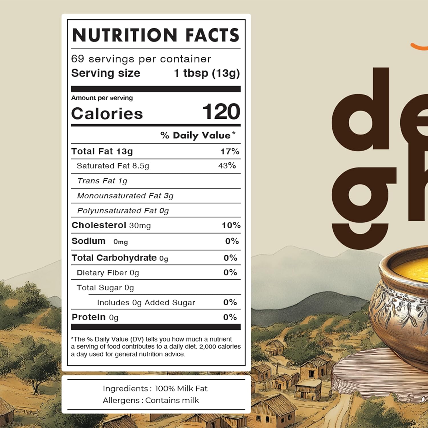 Pure Desi Ghee By Jivo | Rich In Nutrients Healthy & Protein Fiber Desi Ghee Perfect For Overall Health | (1 Litr) 33.8 Ounce | Jar Pack