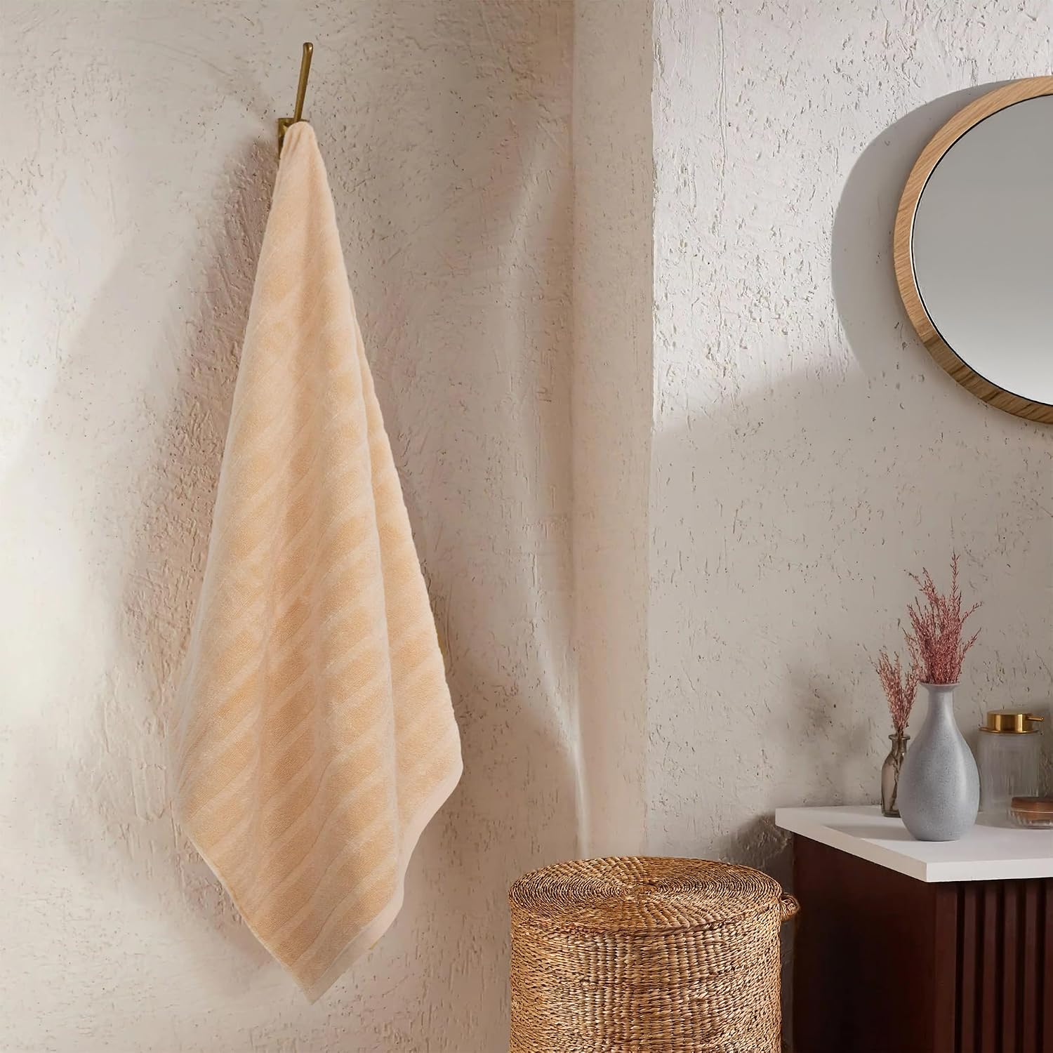Mytrident Quick Dry 100% Cotton Bath Towel 450 Gsm (Beige) - 1 Pcs