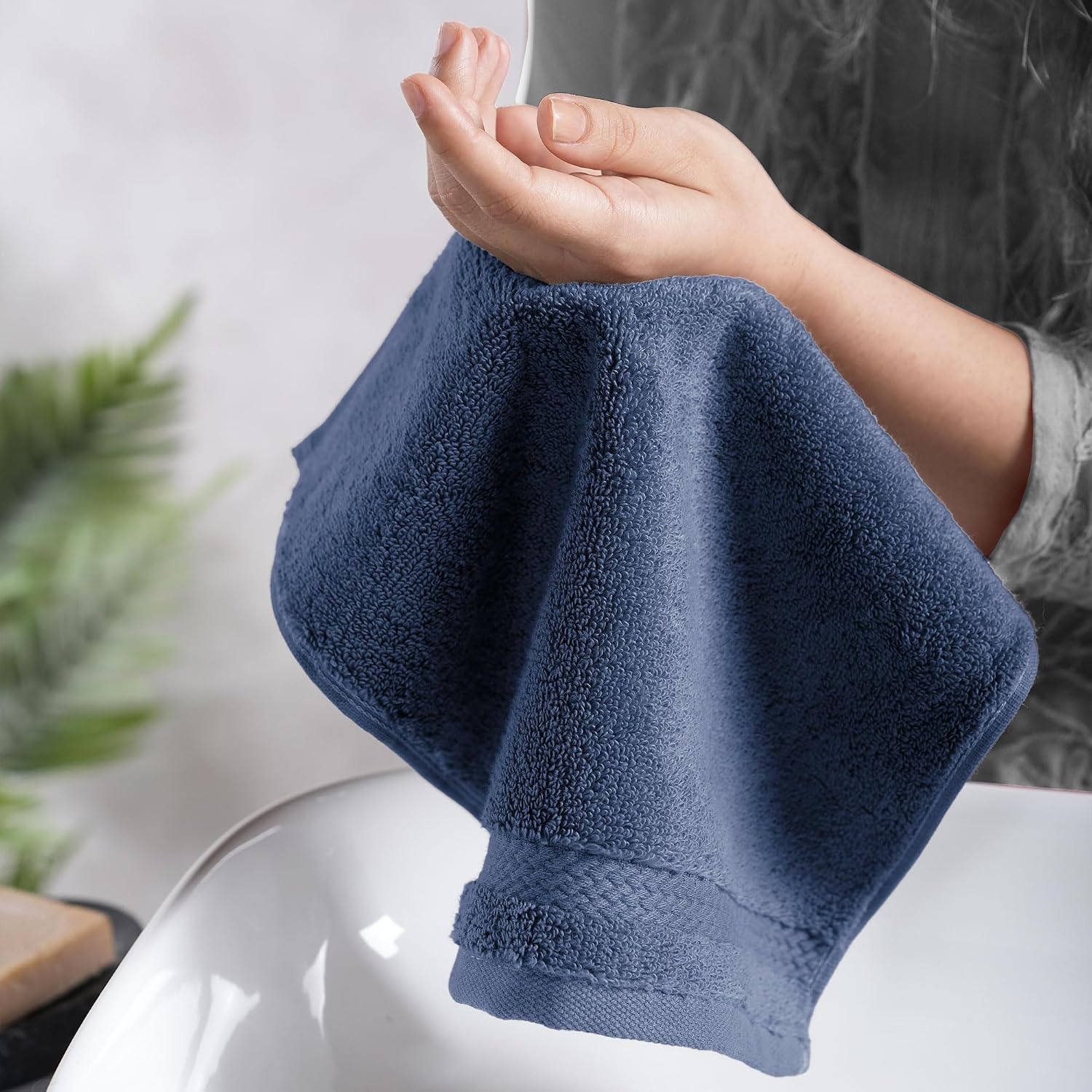 Mytrident Finesse 100% Cotton Face Towels 1200 Gsm (Navy) -6 Piece