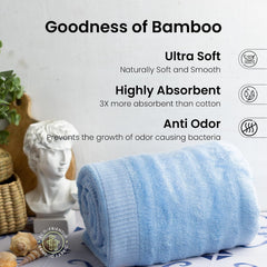 Mush Bamboo Bath Towels 600 Gsm | Bath Towel Large Size For Men & Women | Soft, Highly Absorbent, Quick Dry & Anti Microbial (Sky Blue)