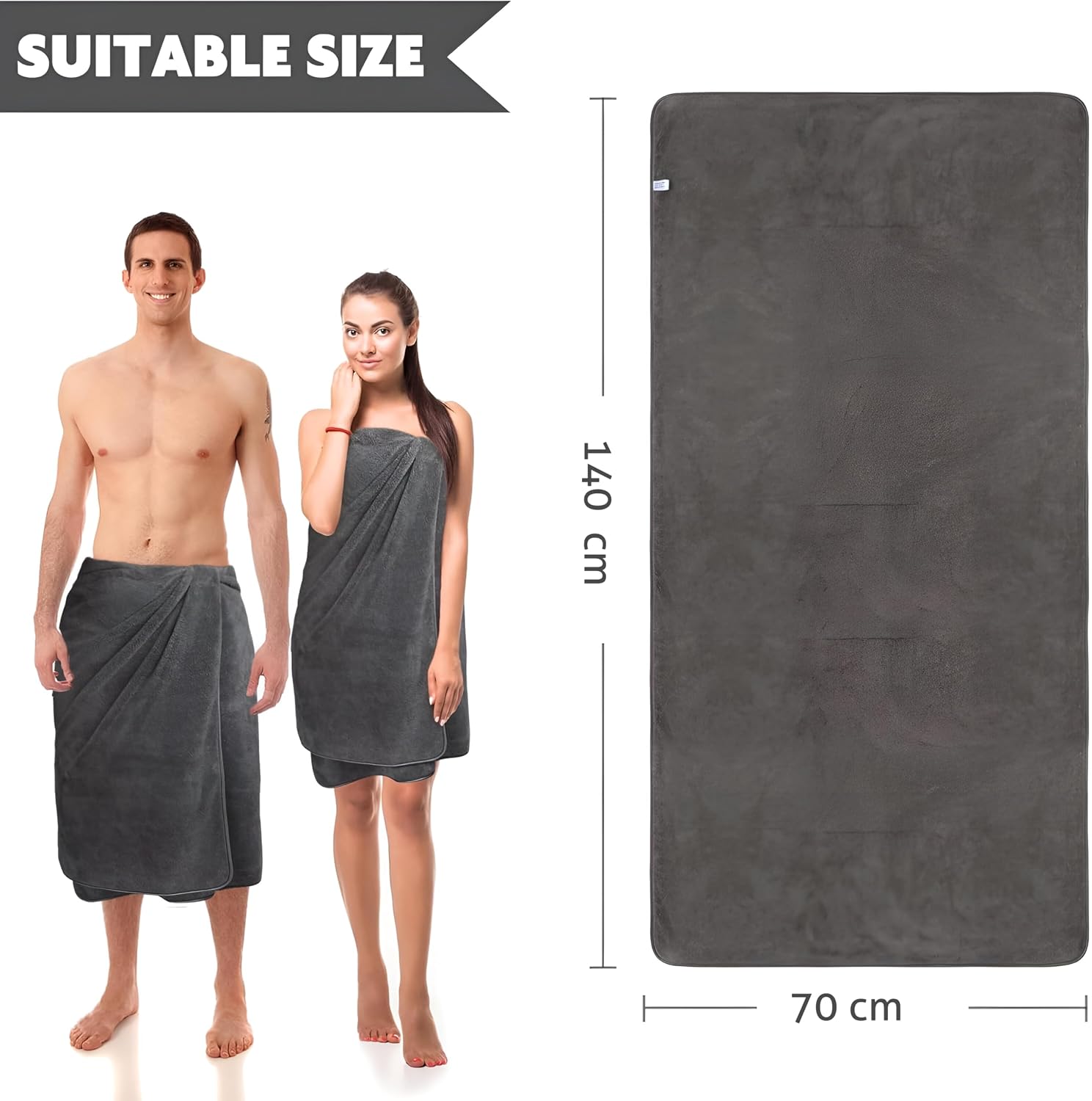 Maxoshine Microfiber Bath Towels Large Size-Super Soft Coral Fleece Bathing Towel With Hook Quick Dry Super Absorbent-Bath Towel For Men & Women (Grey/Pink, Pack Of 2)
